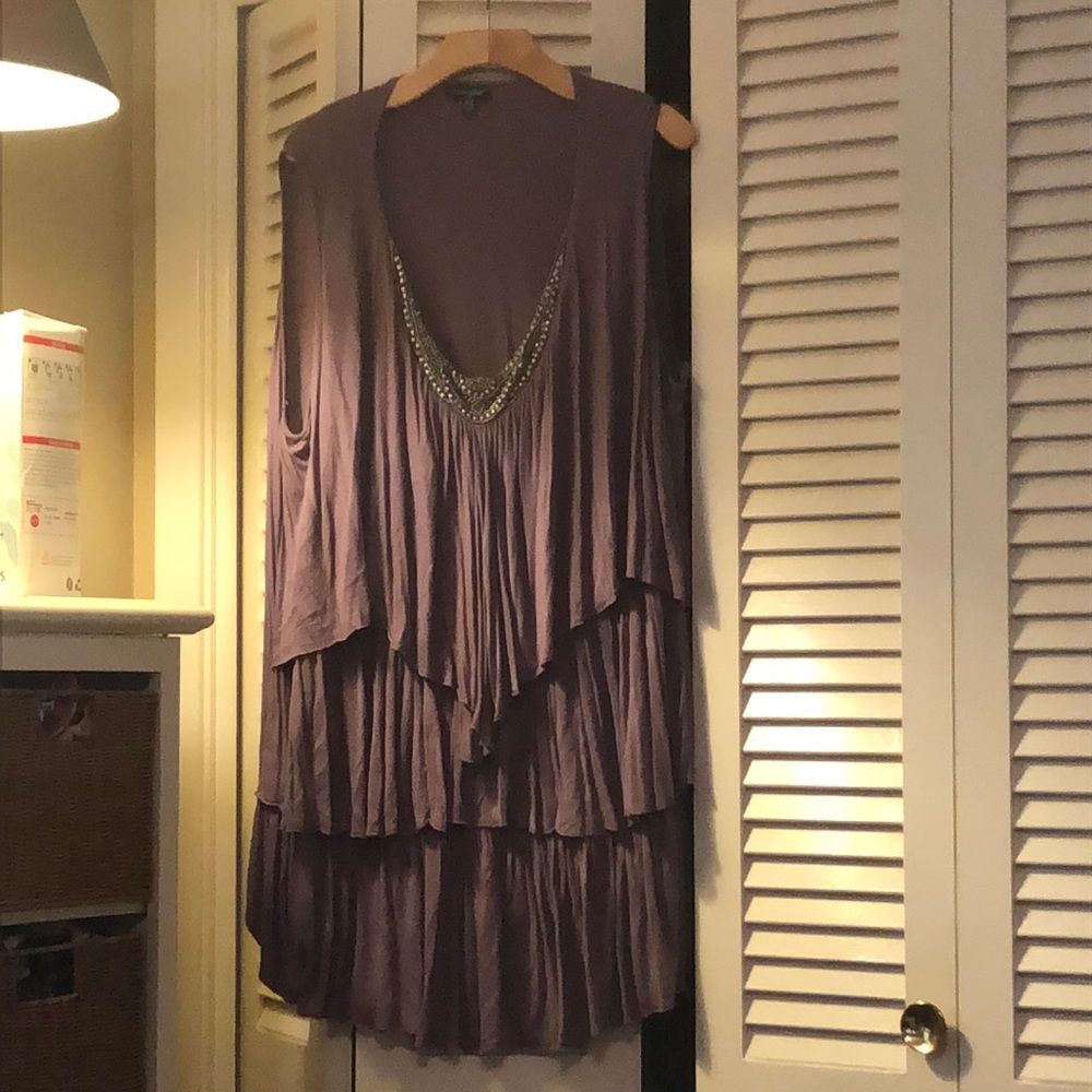Tunic -Fun layered purple tunic with embellishments 3X